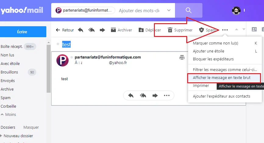 Afficher entete mail yahoo