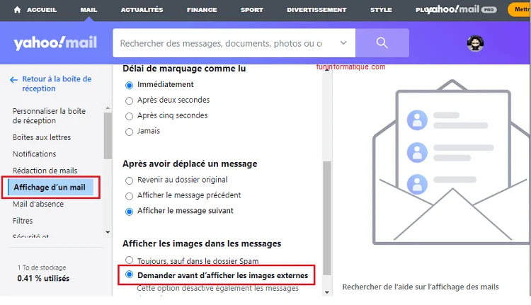 Bloquer affichage image mail yahoo