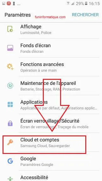 Cloud et comptes android samsung