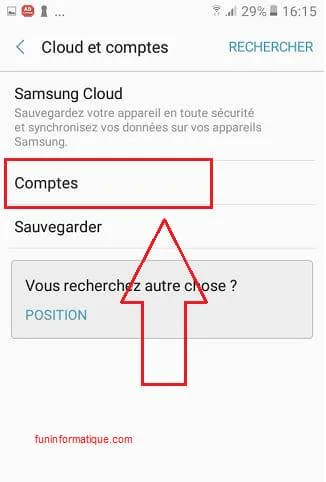 Comptes google android mobile