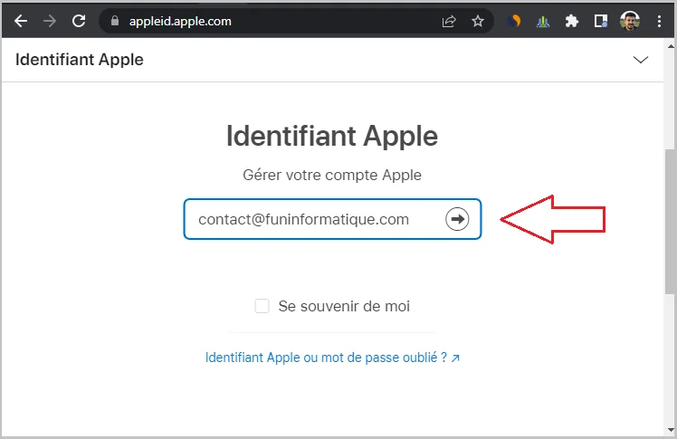 Connexion compte apple