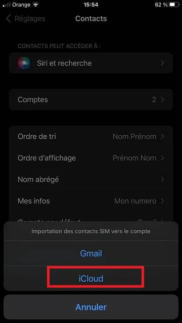 Emplacement sauvegarde contacts iphone