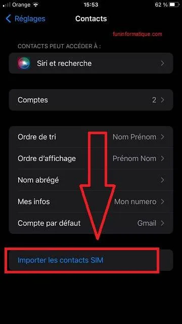 Importer contacts iphone