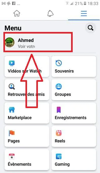 Profil facebook android