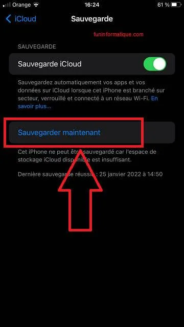 Sauvegarder maintenant icloud iphone