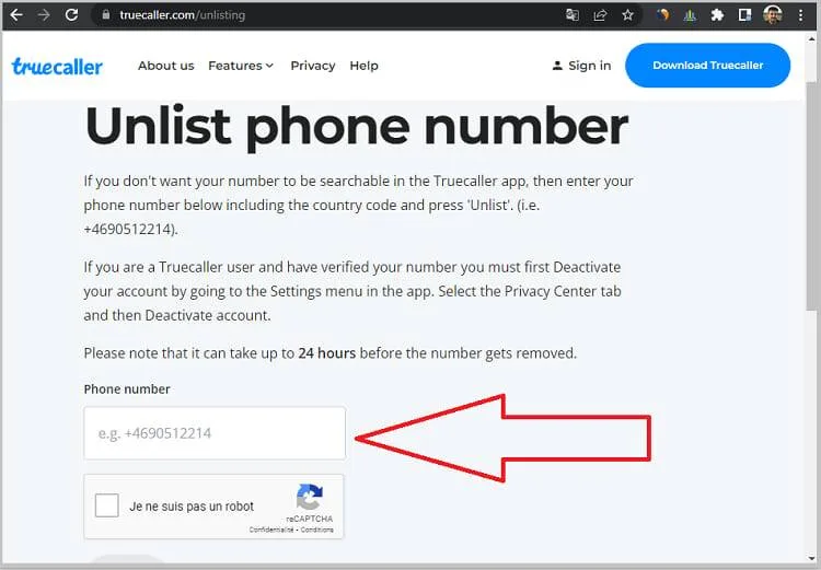 Unlisting trucecaller