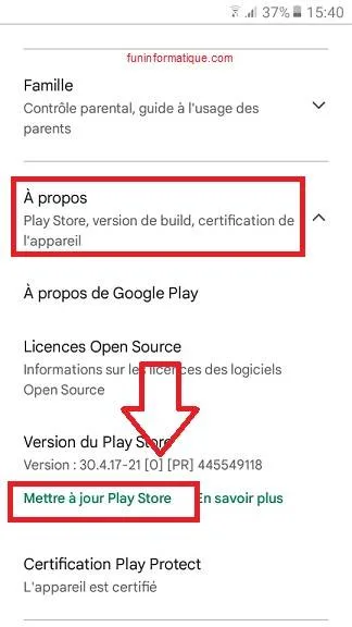 Regardez si une mise a jour plus recente existe 3