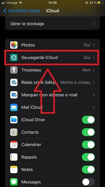 Utilisez iCloud sauvegarde contact iphone