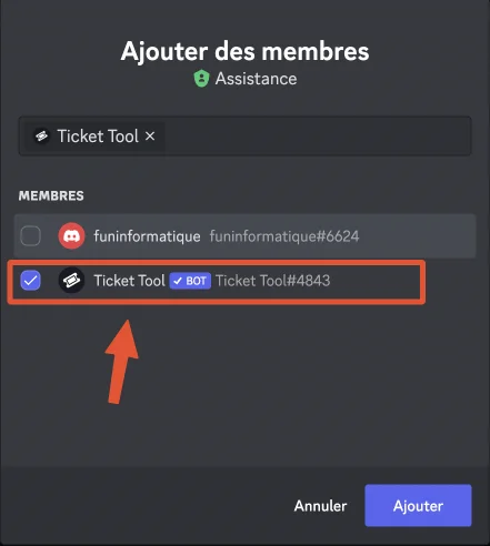 Affecter role ticket tools