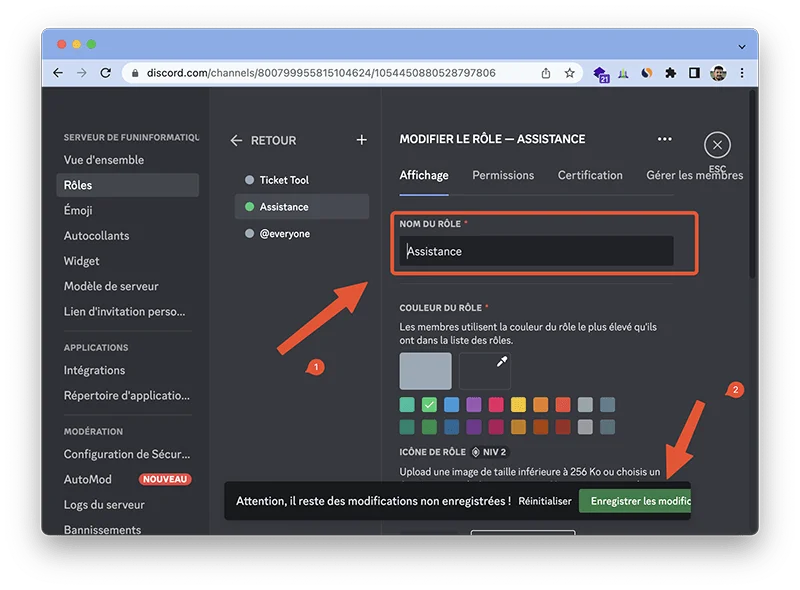 Roles serveur discord