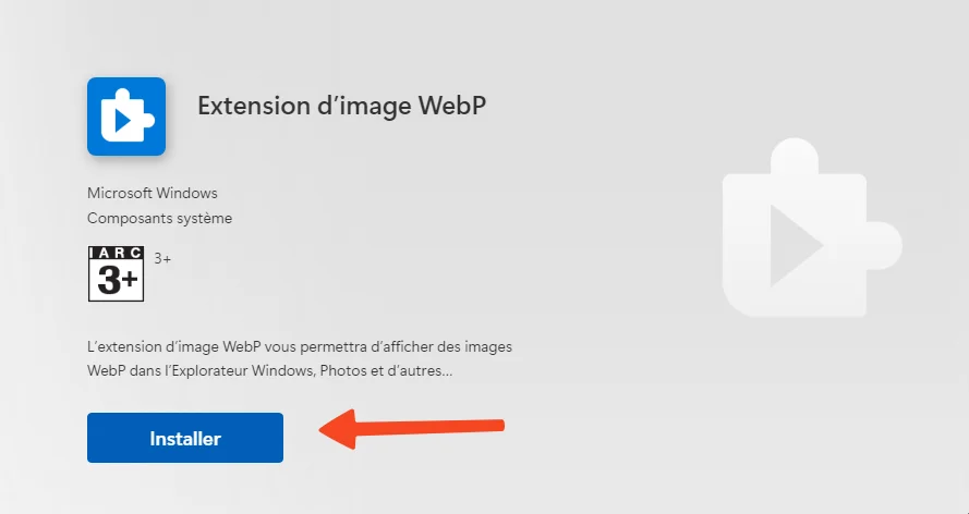 Extension image WebP