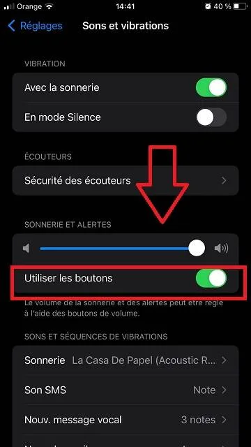 Regler le volume des alarmes et des notifications en meme temps