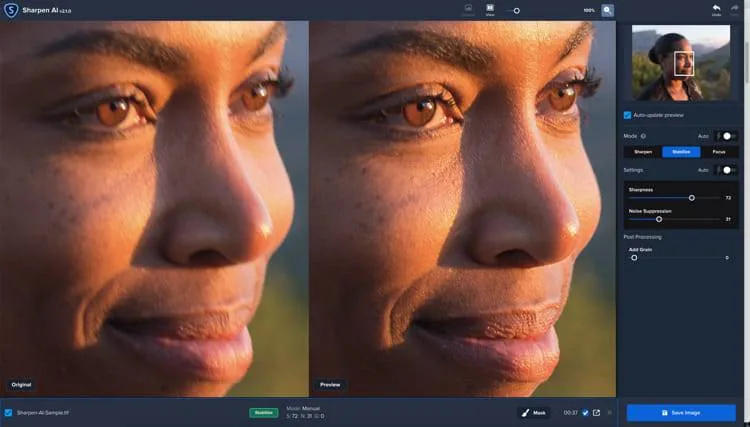 Topaz labs sharpen ai screenshot image sharpen software