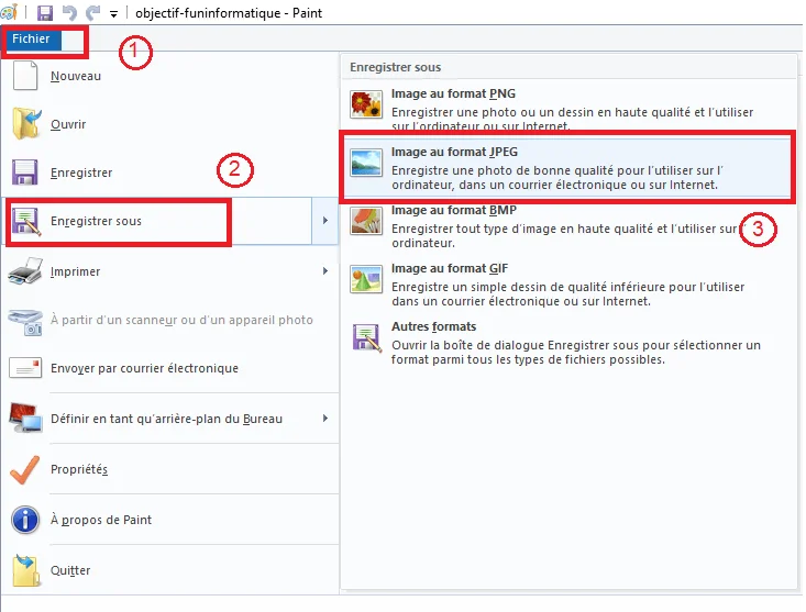 Utiliser paint enregistrer webps png