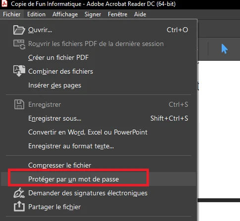 Mettre mot de passe sur un PDF