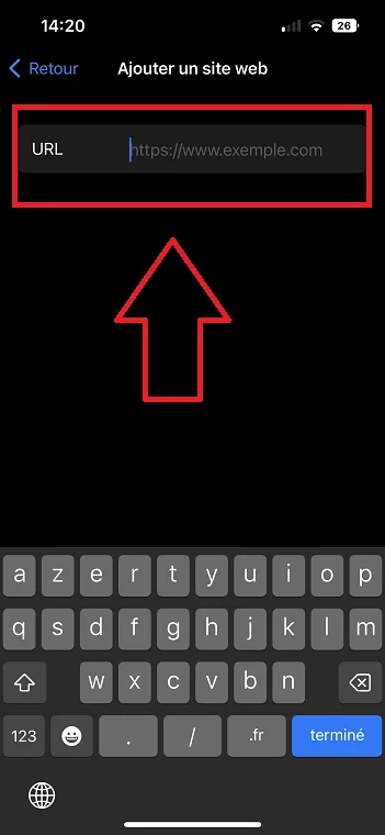 Ajouter site web bloque iphone