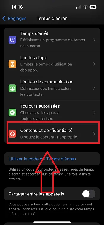 Confidentialite contenu iphone