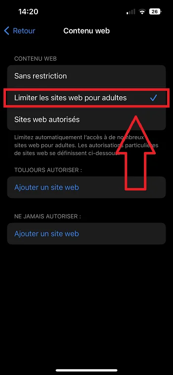 Limiter site web pour adultes iphone