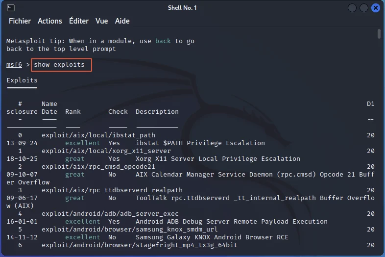 Show exploit metasploit