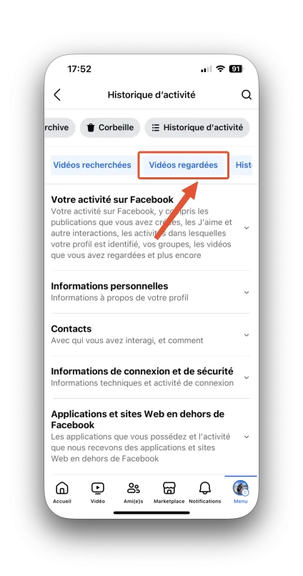 Videos regardes facebook