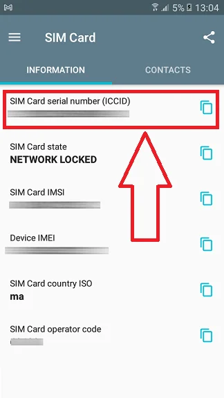 Sim Card serial number ou ICCID android