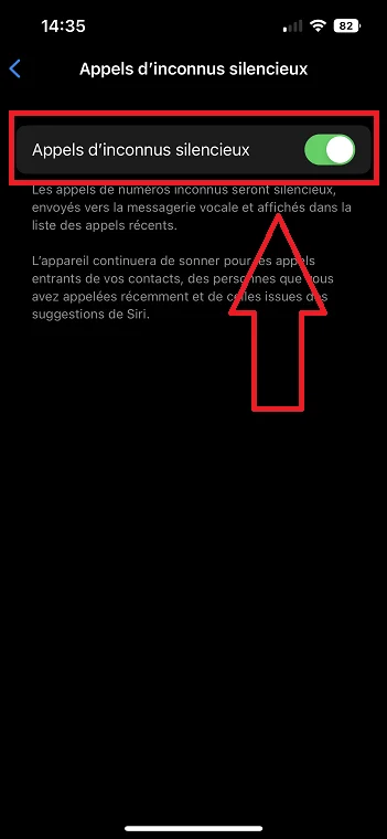 Appel inconnus iphone active