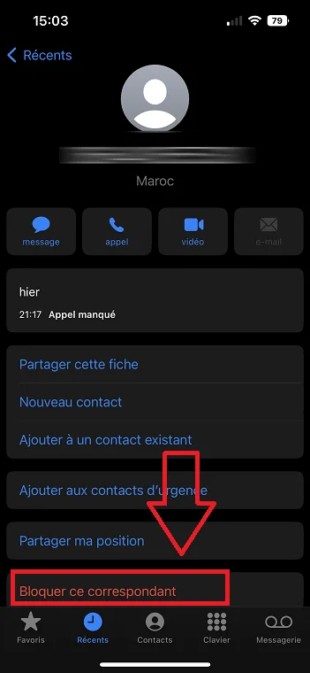 Bloquer numero iphone
