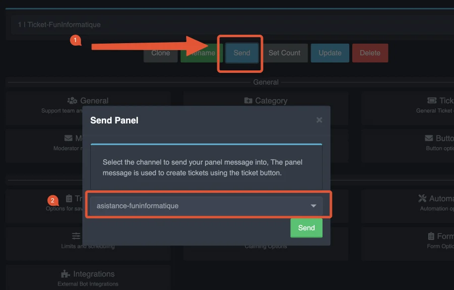 Send pannel salon discord