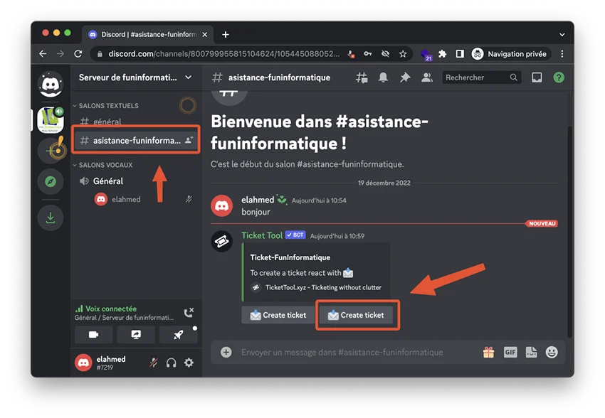 Ticket serveur discrod