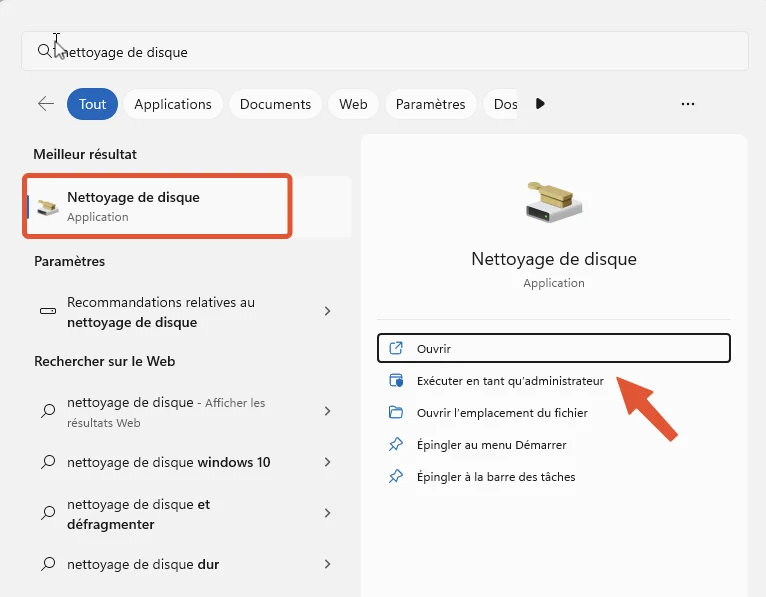 Nettoyage disque windows 11