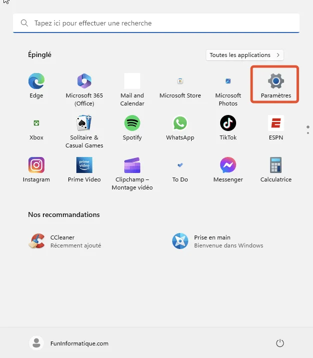 Parametres windows 11