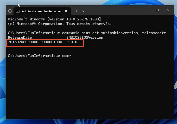 Affiche date bios age pc