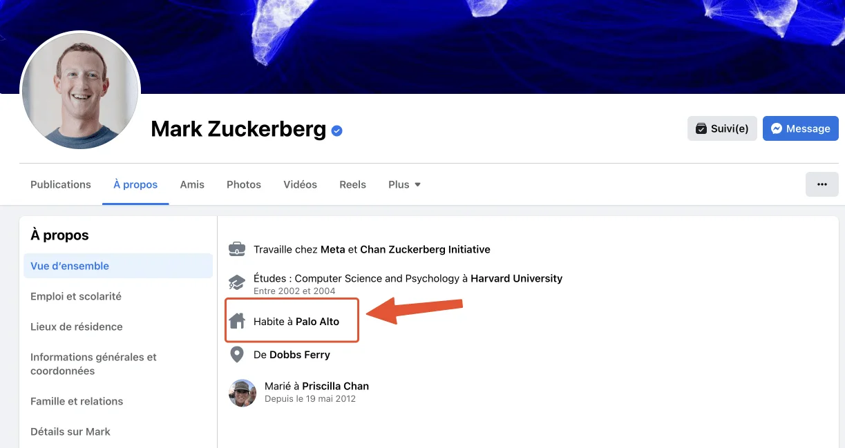 Localiser facebook