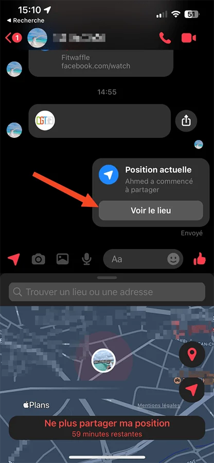Localiser personne messenger