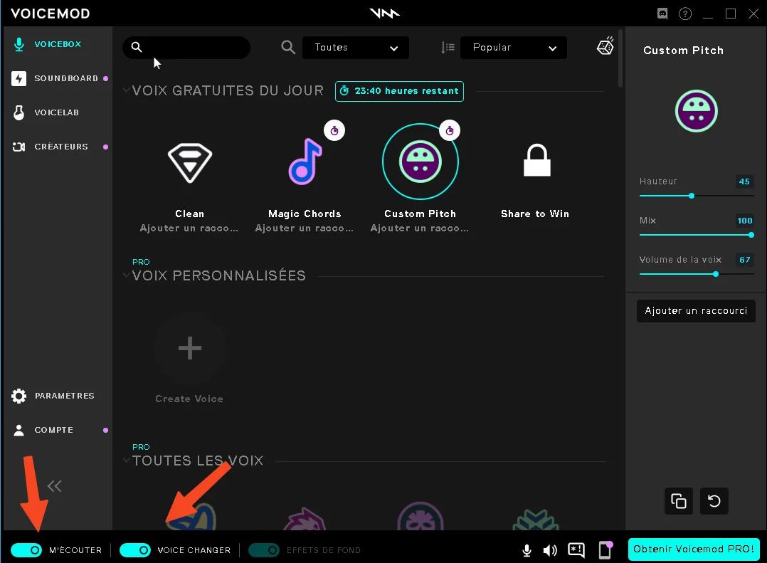 Chaner voix voicemode