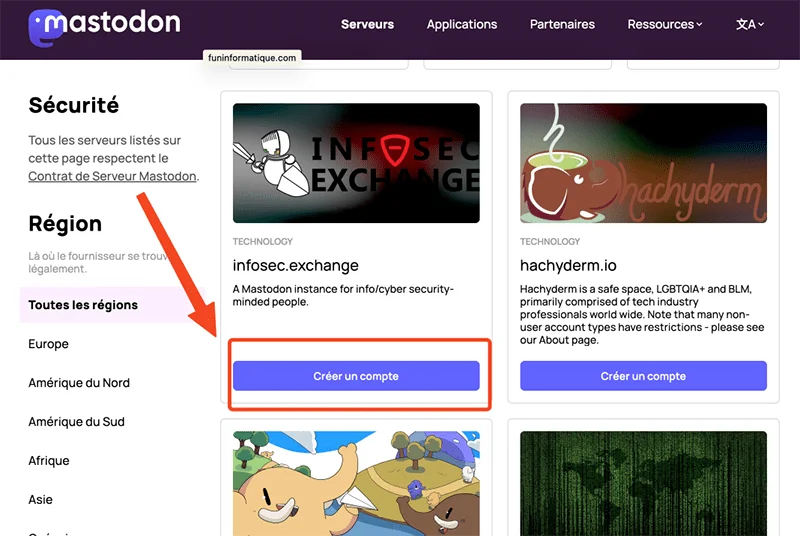 Creer compte mastodon serveur