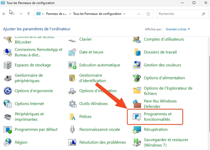 Programme fonctionalites windows 11