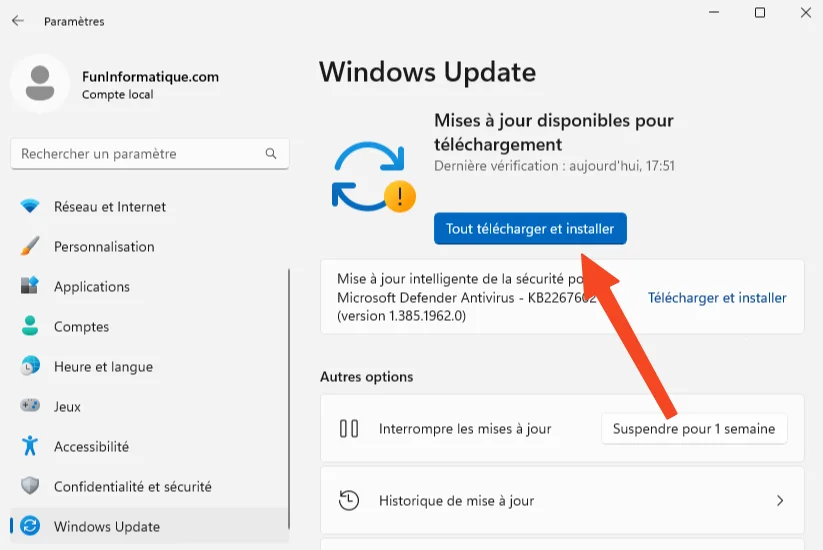 Tout telecharger mise jour windows11
