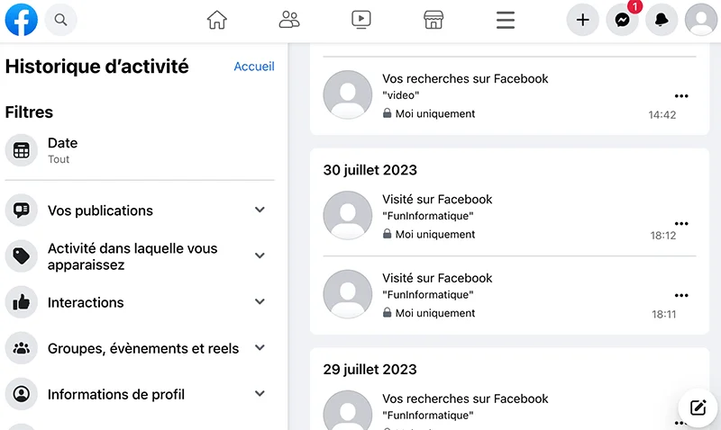 Historique activite funinformatique