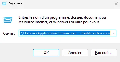 Desactiver extentions chrome