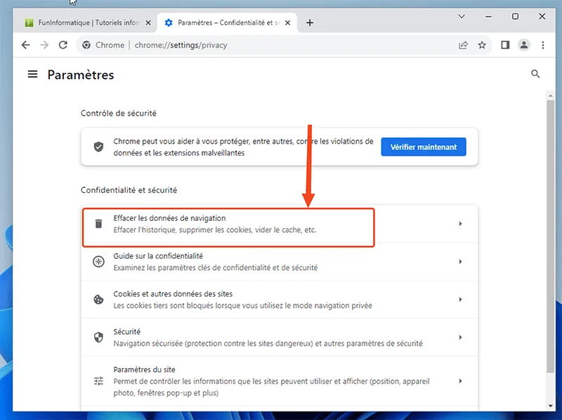 Effacer historique navigation chrome