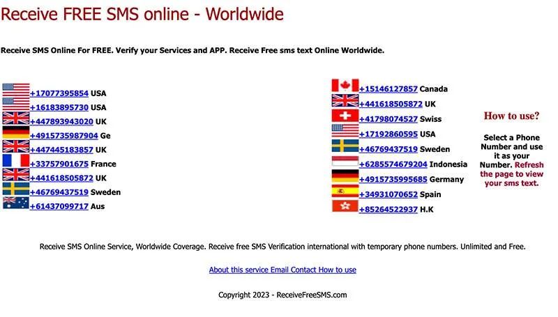 Receive free sms online