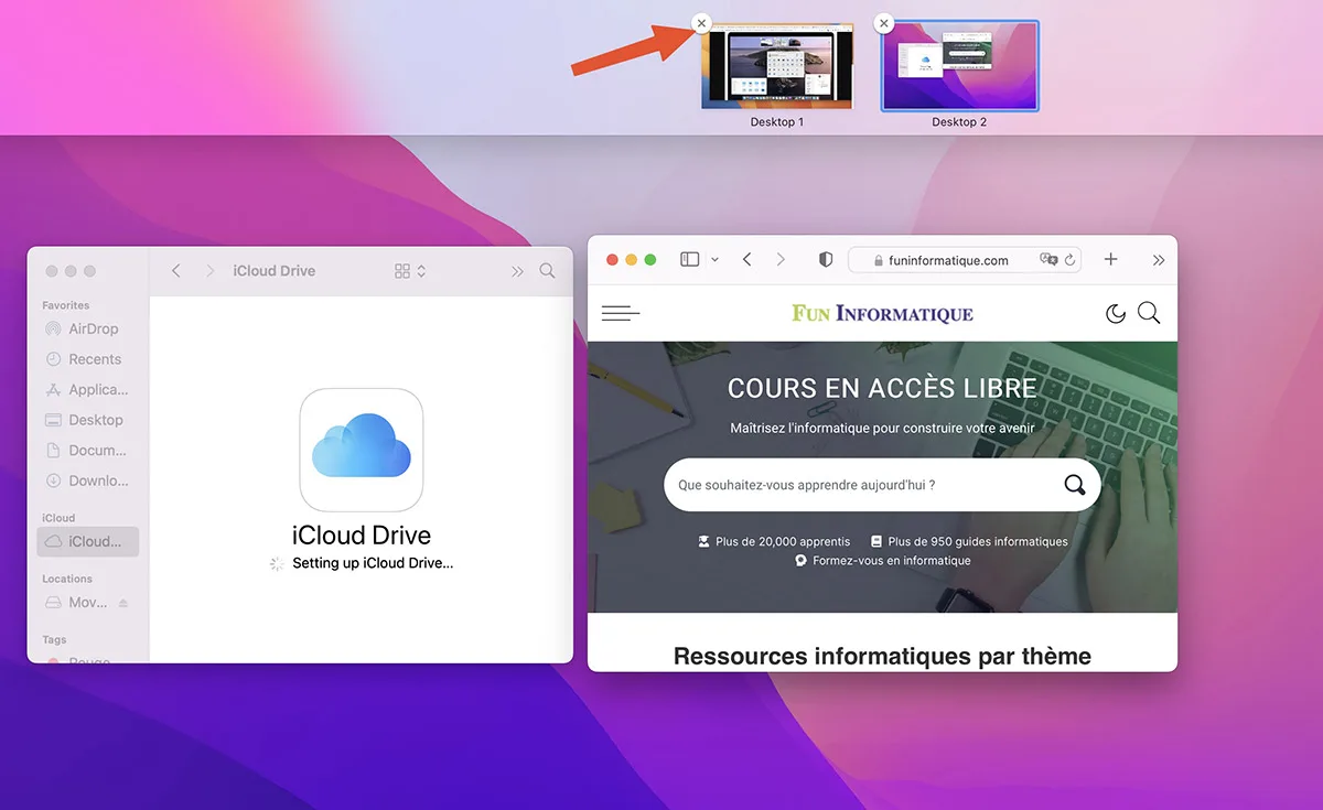 Supprimer bureau mission conrol macos