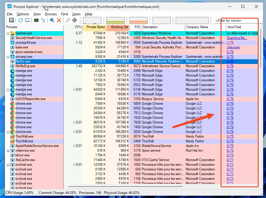 Virustotal process explorer windows