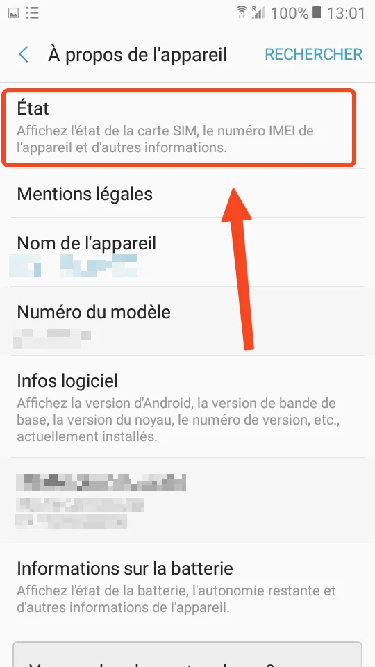 Etats apareil android