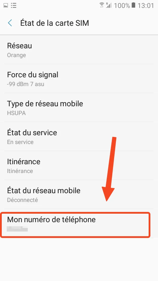 Mon numero telephone android