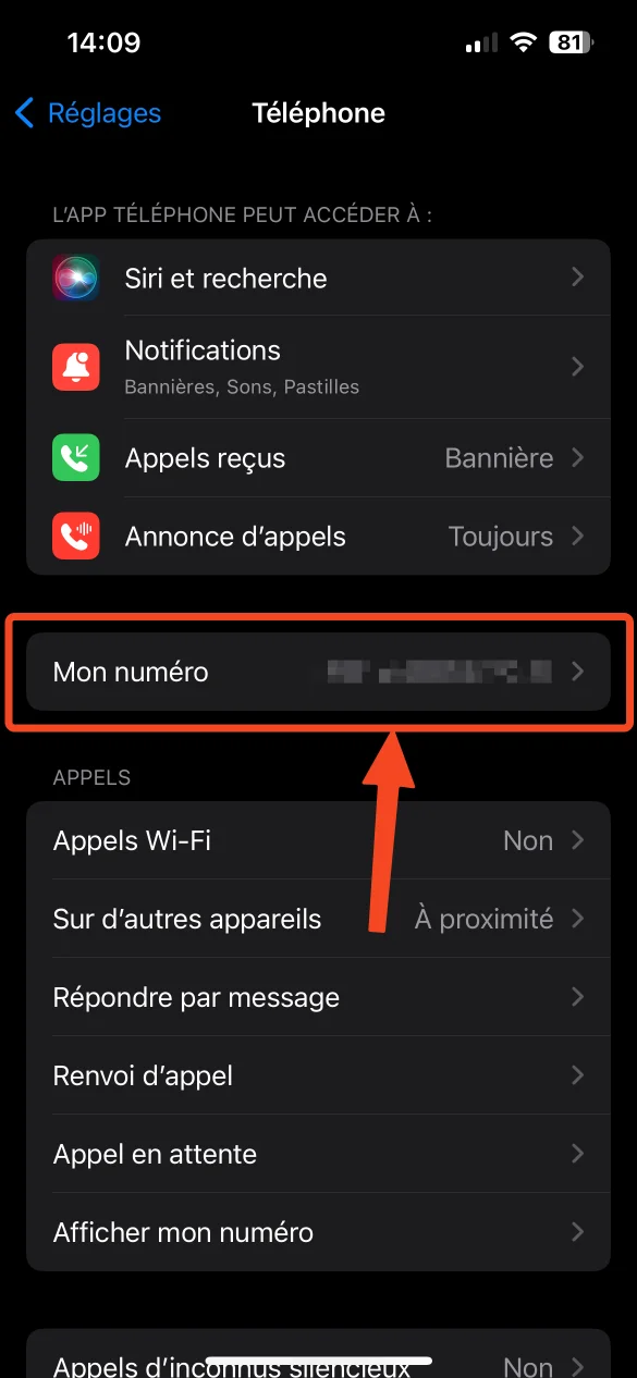 Mon numero telephone iphone