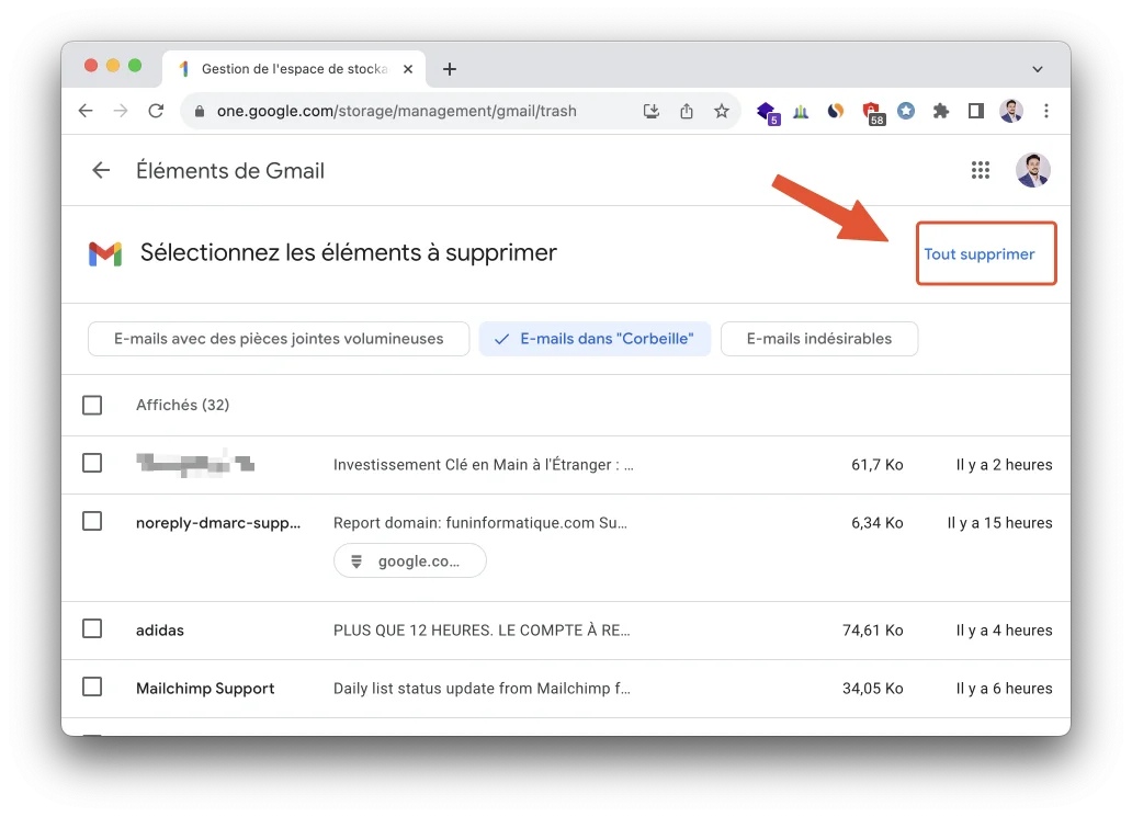 Tout supprimer google one