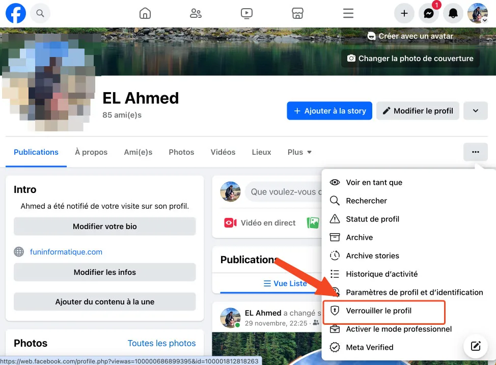 Verrouiller compte facebook ordinateur