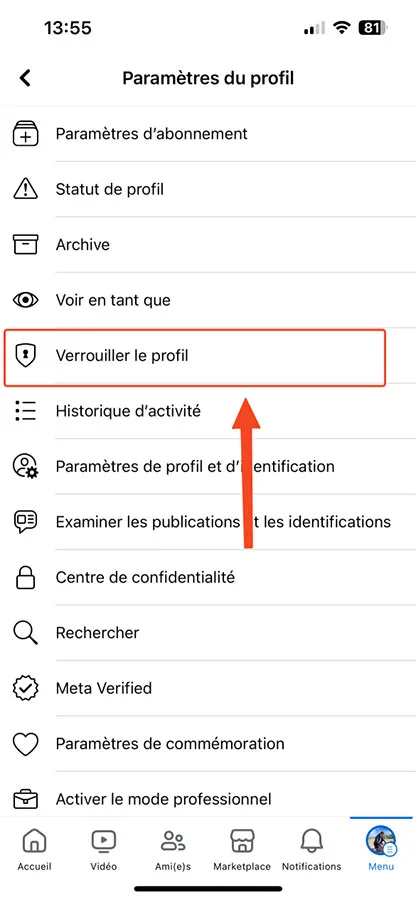 Verrouiller profil facebook parametres